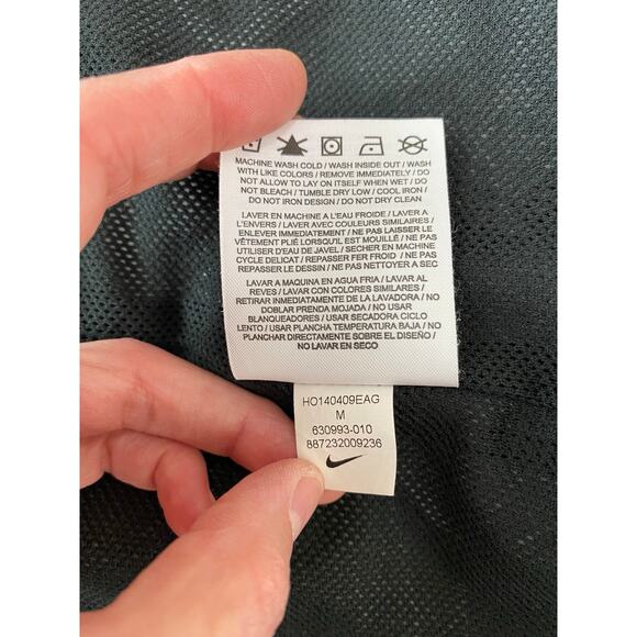 Nike Women's M Black White Gray Geometric Full Zip Hooded Windbreaker Jacket - Picture 9 of 10